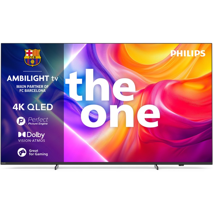Televizor Philips AMBILIGHT tv QLED 85PUS9010, 215 cm, Smart TV, 4K Ultra HD, 100Hz, Clasa E (Model 2025)
