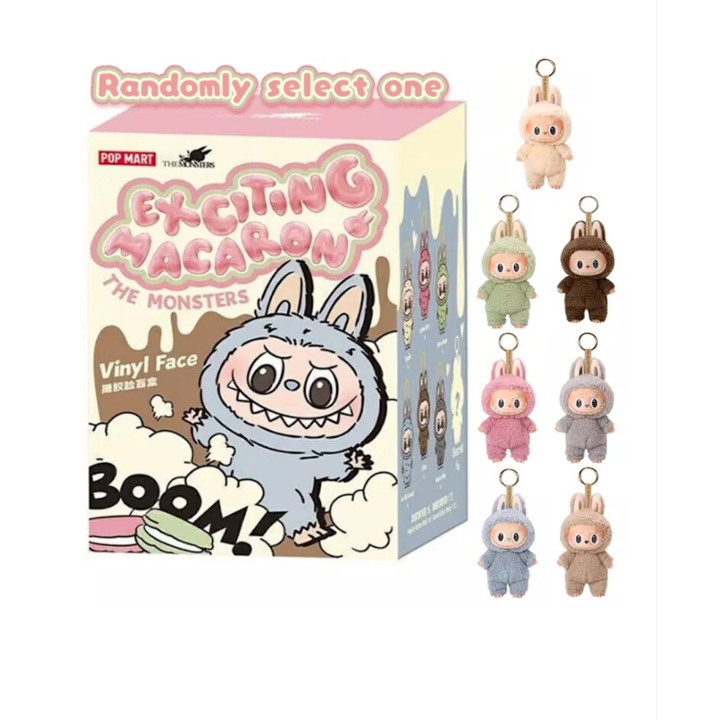 Плюшена играчка ключодържател, Labubu monster Macaron, серия 1, мистериозна кутия, 16 см