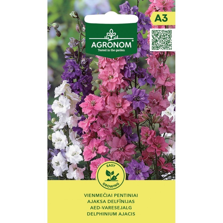 Seminte, Nemtisor Delphinium Ajacis, Agronom, plic, 0.5 grame