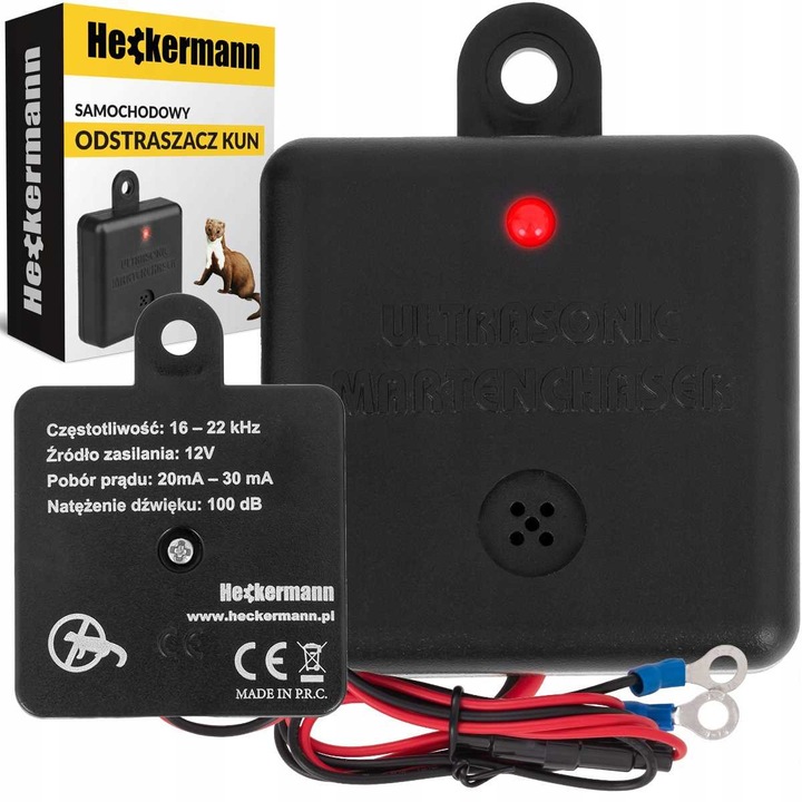 Heckermann ZN-506 ultrahangos autóriasztó, 16-22 kHz frekvencia, 12V tápellátás (ACC kábelezés), könnyű beszerelés, fekete, 5,5 x 2 x 7 cm