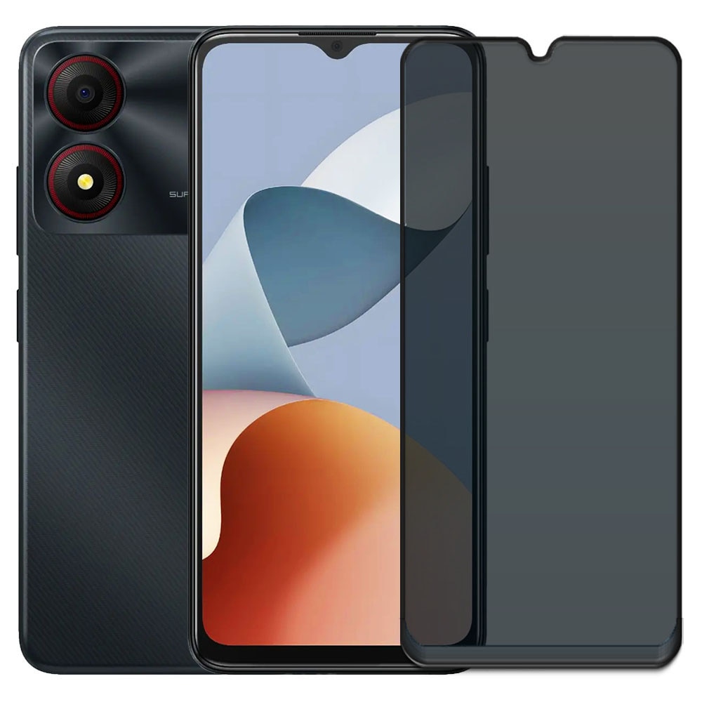 Folie din sticla securizata pentru ZTE Blade A34, HAMSTERBOX Privacy Shield, Protectie completa ecran, Full face, Aplicare rapida, Case Friendly, Negru