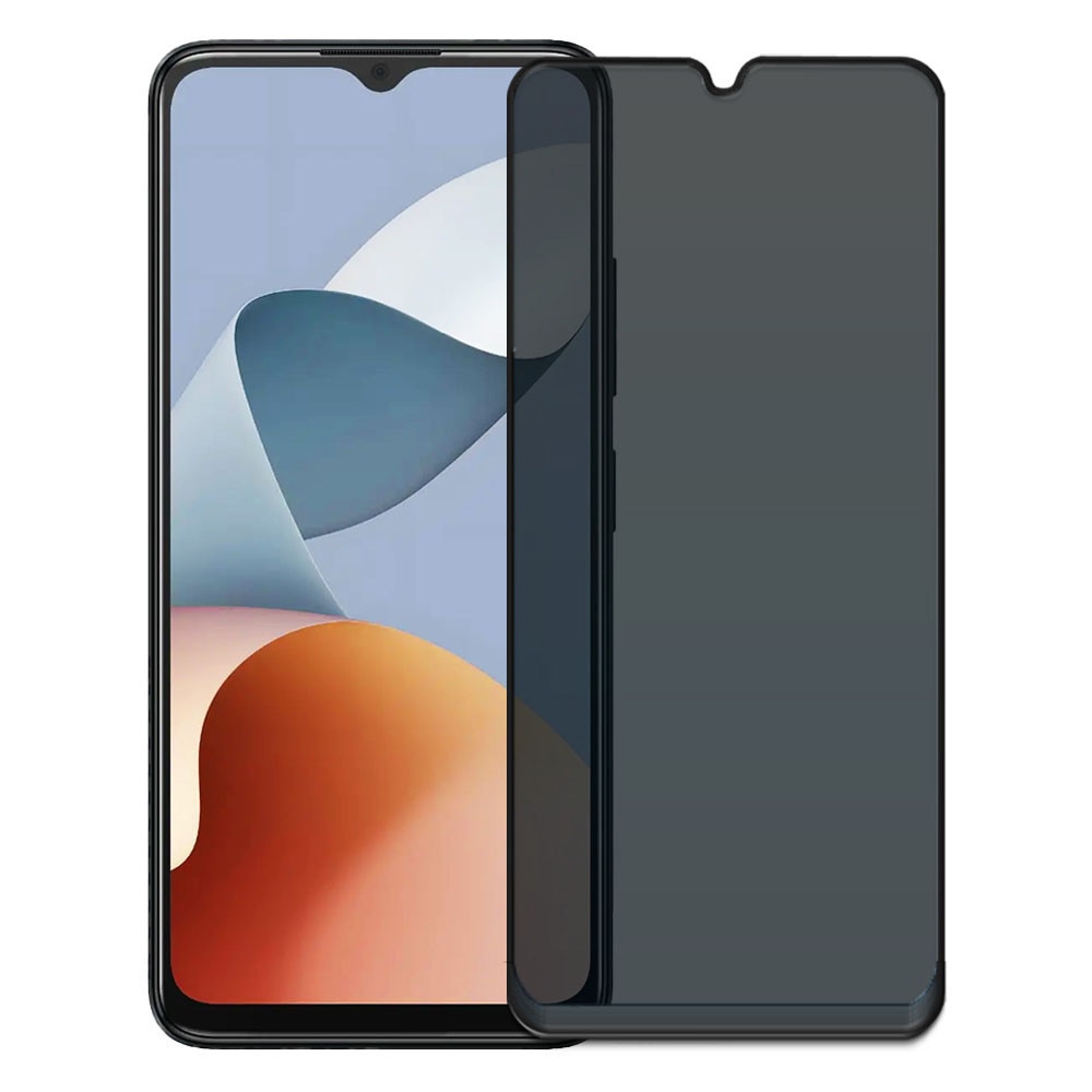 Folie din sticla securizata pentru ZTE Blade A34, HAMSTERBOX Privacy Shield, Protectie completa ecran, Full face, Aplicare rapida, Case Friendly, Negru
