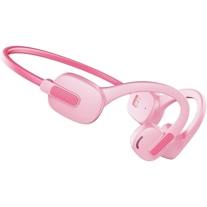 Детски слушалки FOLEY, Bluetooth 5.3, отворени, с 8GB MP3 плейър, водоустойчиви IP55, 12 часа живот на батерията, леки, розови, технология за костна проводимост