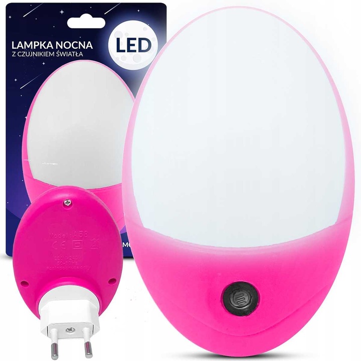 Heckermann 58 LED rózsaszín éjjeli lámpa szenzorral 10x6x5cm