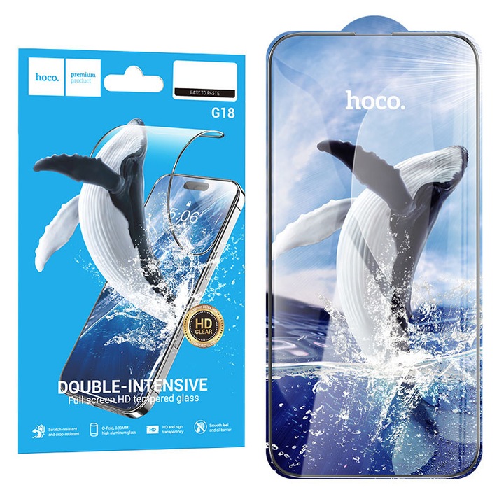 Folie Clear Hoco (G18) iPhone 16 Pro Max - Glass ArcEdge, HD