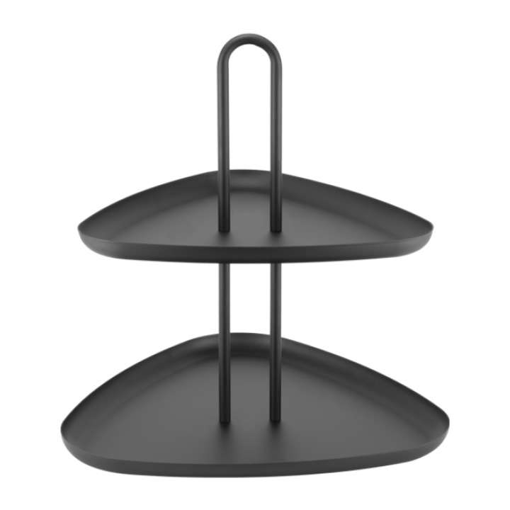 Suport triunghi bufet Culinaro cu 2 nivele 32x32xh34, 5cm, negru mat