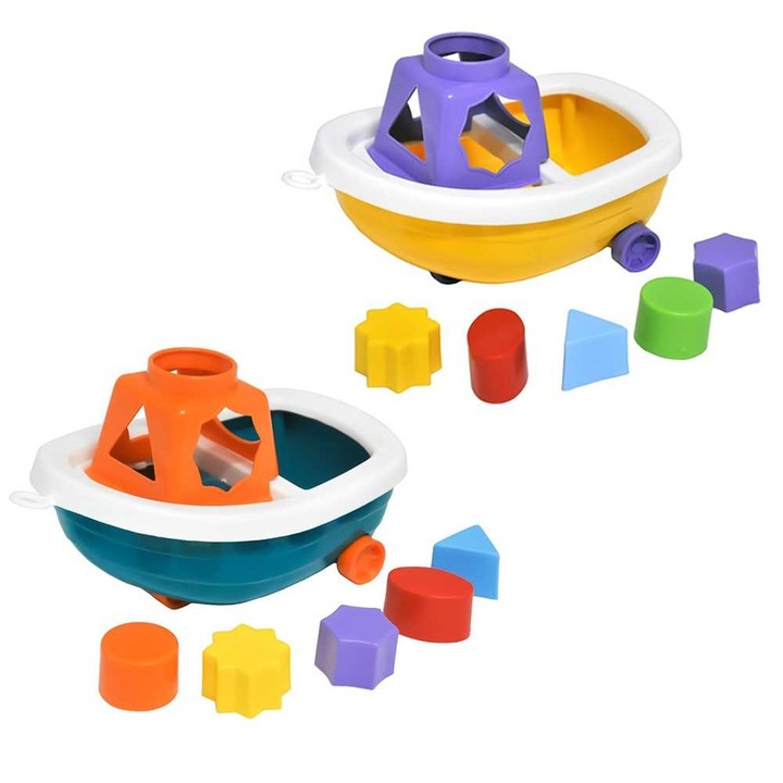 Образователна лодка и форми, цветни, играчки за деца, размери: 21x13x12.5 см – D-Toys