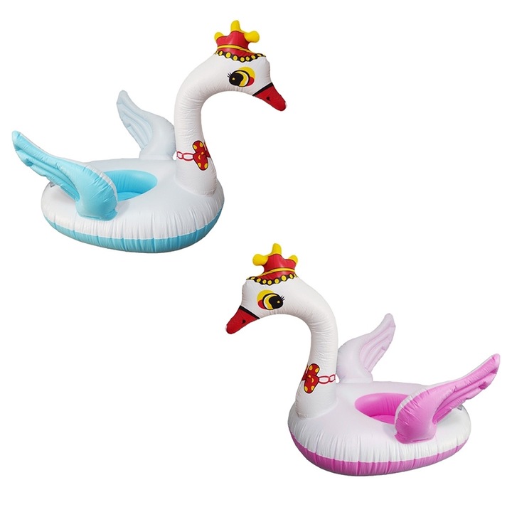 Надуваем пръстен за деца, модел лебед, розов или син, D-Toys