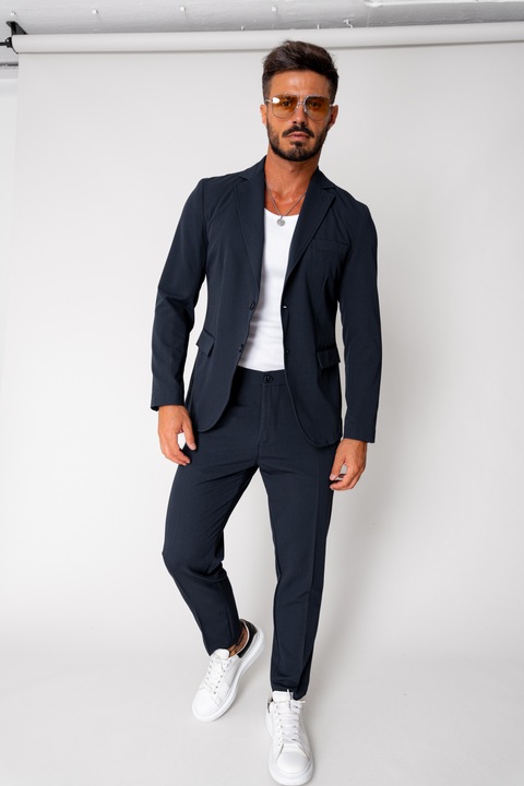 Costum sacou si pantalon lung Navy 17216, Bleumarin
