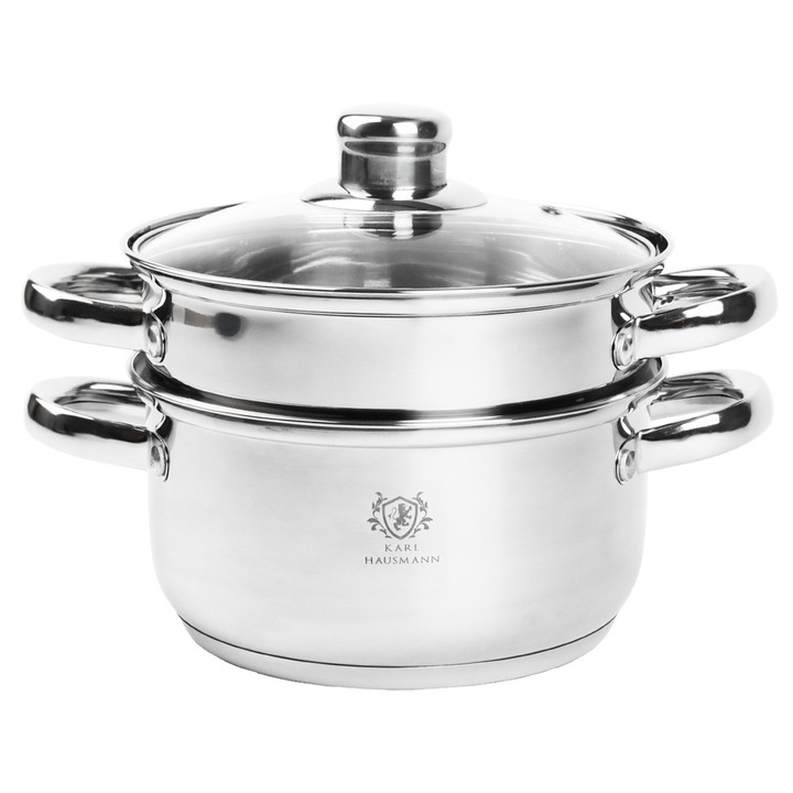 Vas pentru gatit la aburi 2, 1L inox, 2 niveluri, inductie/gaz/electric – Karl Hausmann