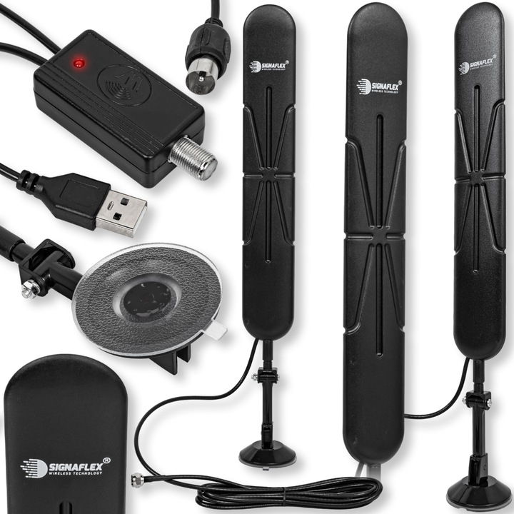 Antena TV DVBT-2 Signaflex Teen-40, 30dbi VHF, 44dbi UHF, montaj simplu, set complet