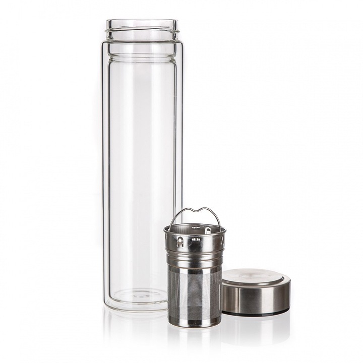 Termos ceainic Banquet DOBLO 500ml, sticla borosilicata, din inox