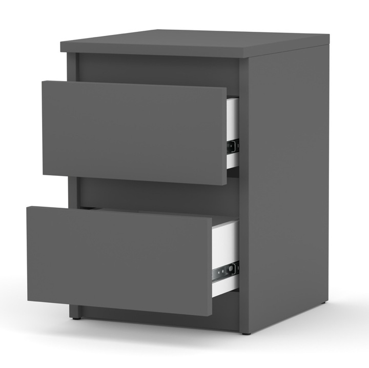 Нощно шкафче с чекмеджета, графит Нощно шкафче с 2 чекмеджета 30 x 30 см