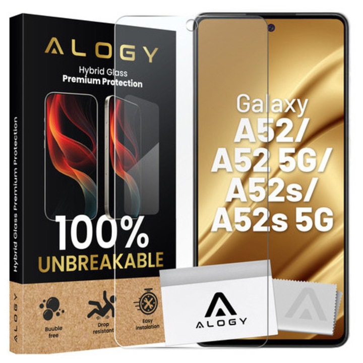 Alogy Flexi Glass 9H hibrid üveg Samsung Galaxy A52 / A52 5G / A52s / A52s 5G készülékhez, átlátszó, könnyen felszerelhető, tokbarát