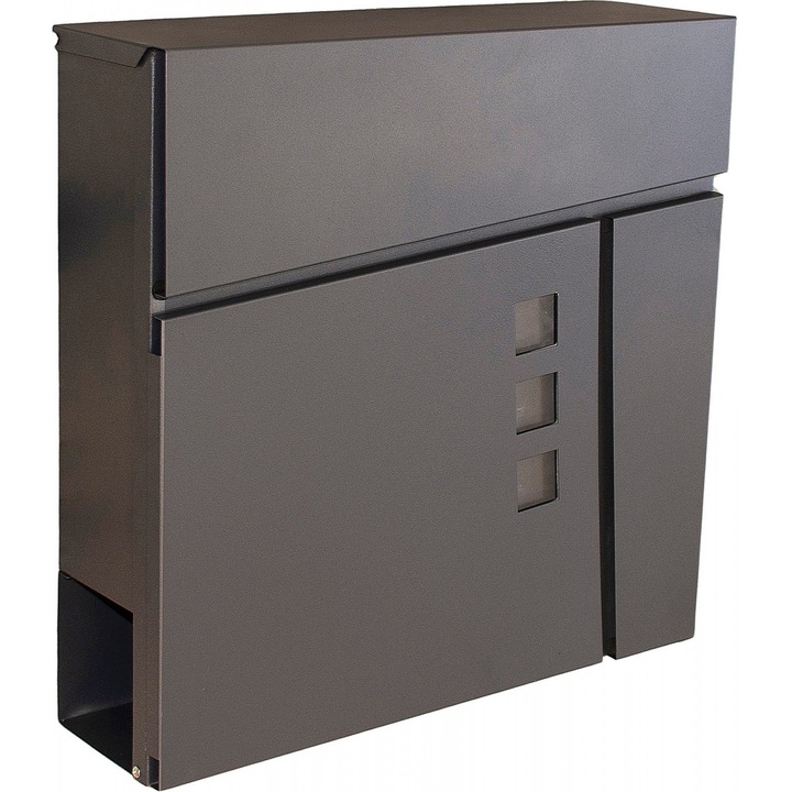 Cutie postala, Saska Garden, otel acoperit cu pulbere, 2 chei, 37x10.5x37 cm, gri