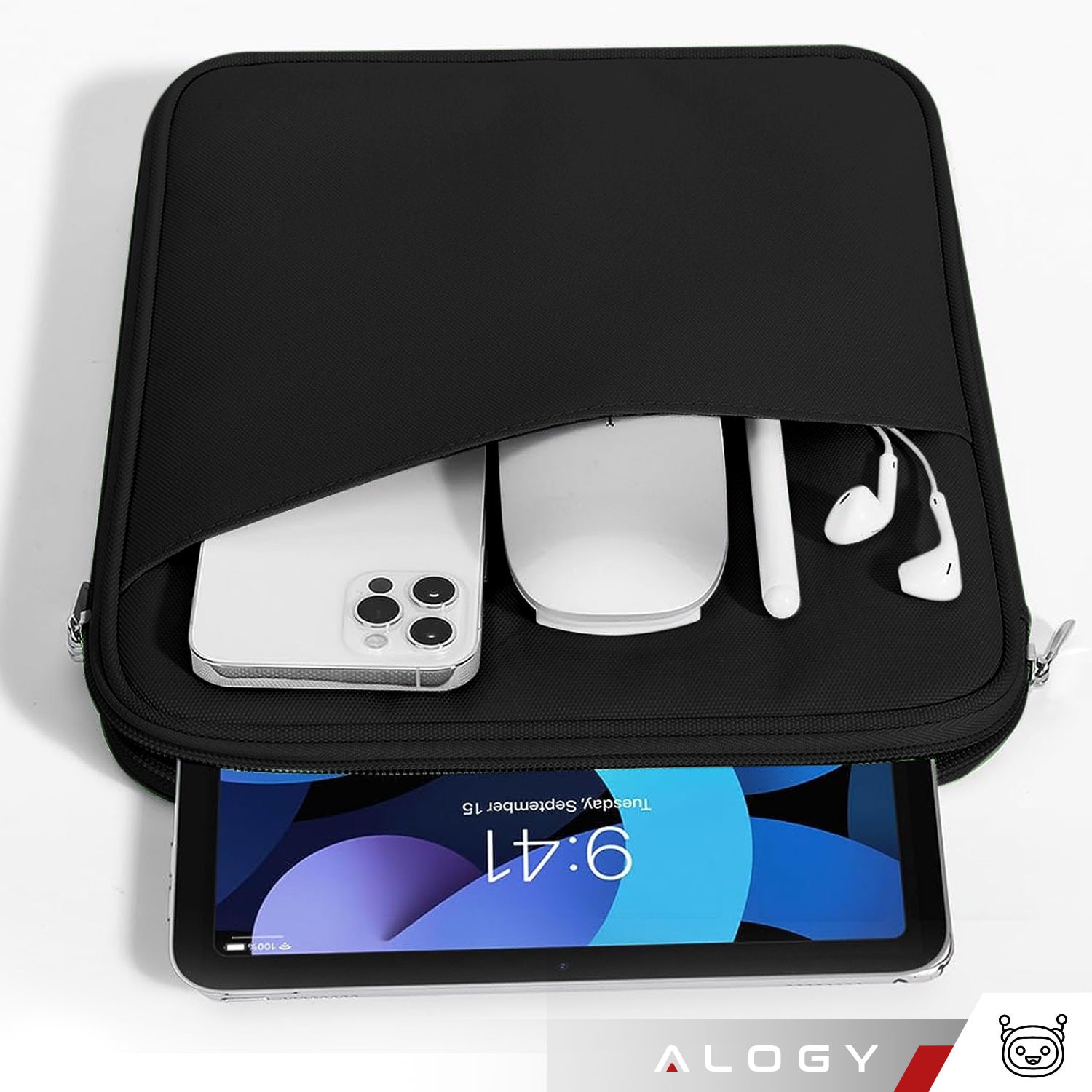 Etui universal pentru tableta, Alogy, 11 inch, impermeabil, 4 compartimente, 30.3x23.5x3cm