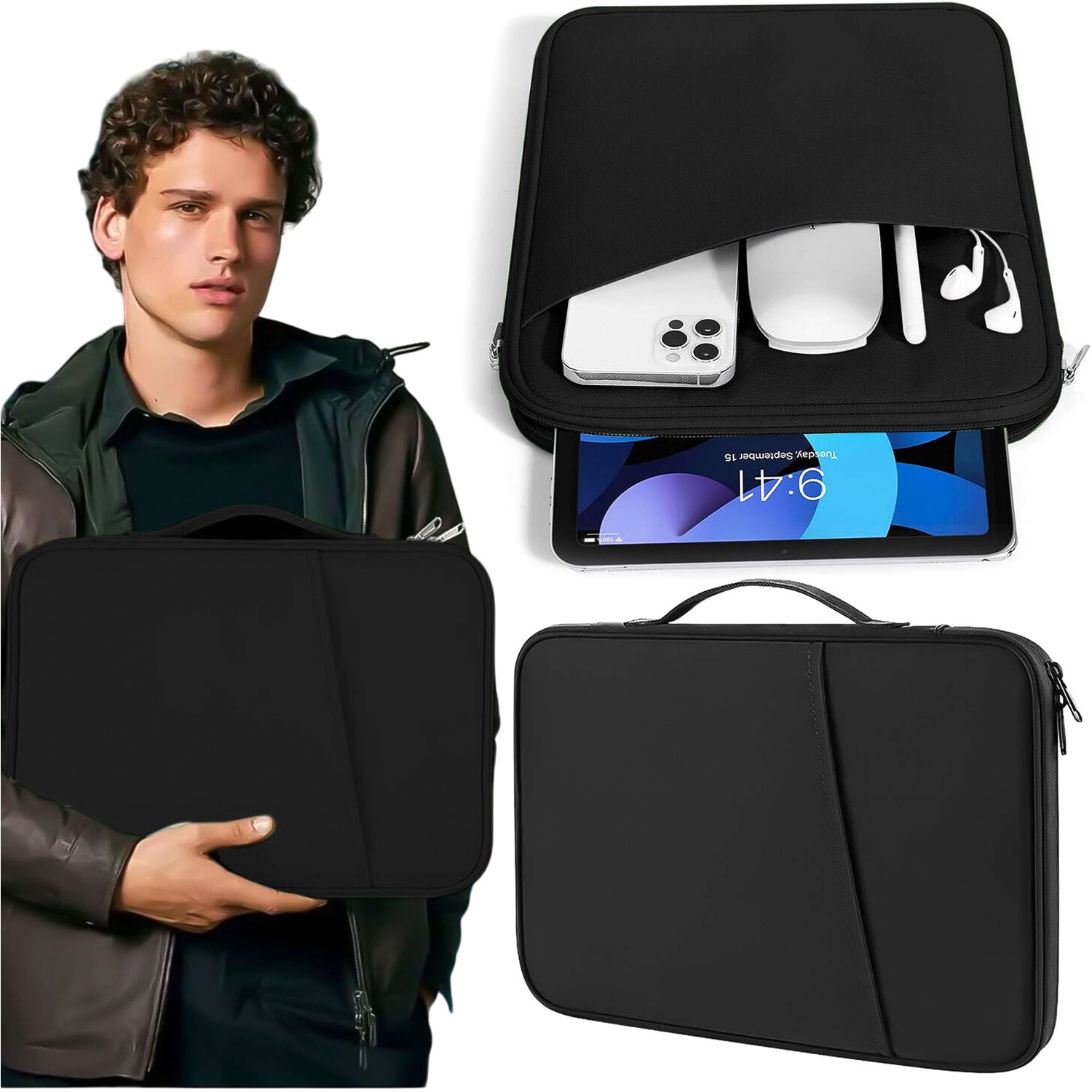 Etui universal pentru tableta, Alogy, 11 inch, impermeabil, 4 compartimente, 30.3x23.5x3cm