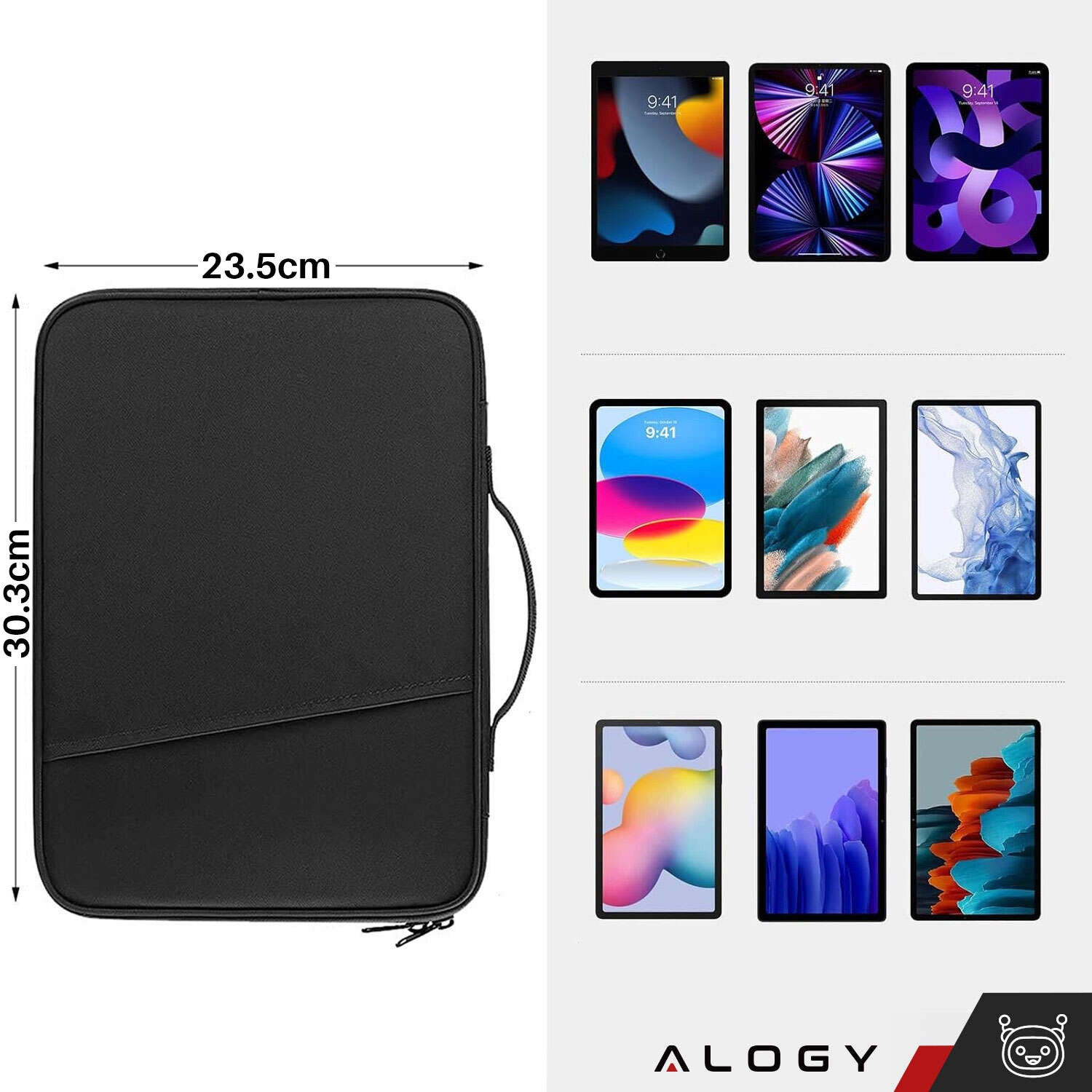Etui universal pentru tableta, Alogy, 11 inch, impermeabil, 4 compartimente, 30.3x23.5x3cm
