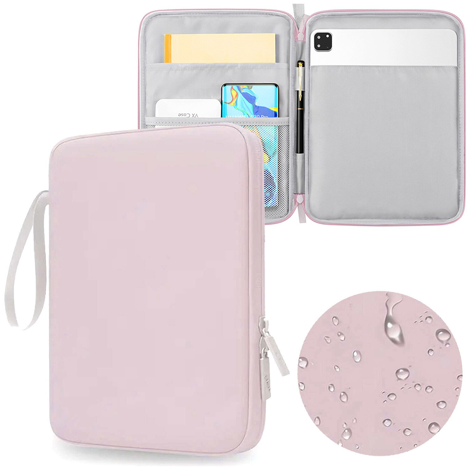 Torba universala pentru tableta, Bubm, 10.9 inch, waterproof, 28x21.5x2.5cm, set cu 3 buzunare