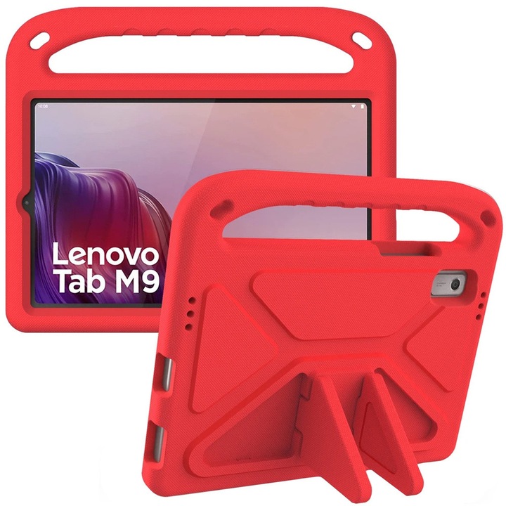 Etui FunColor pentru Lenovo Tab M9 2023 TB310, rosu, cu functie de suport, din spuma EVA