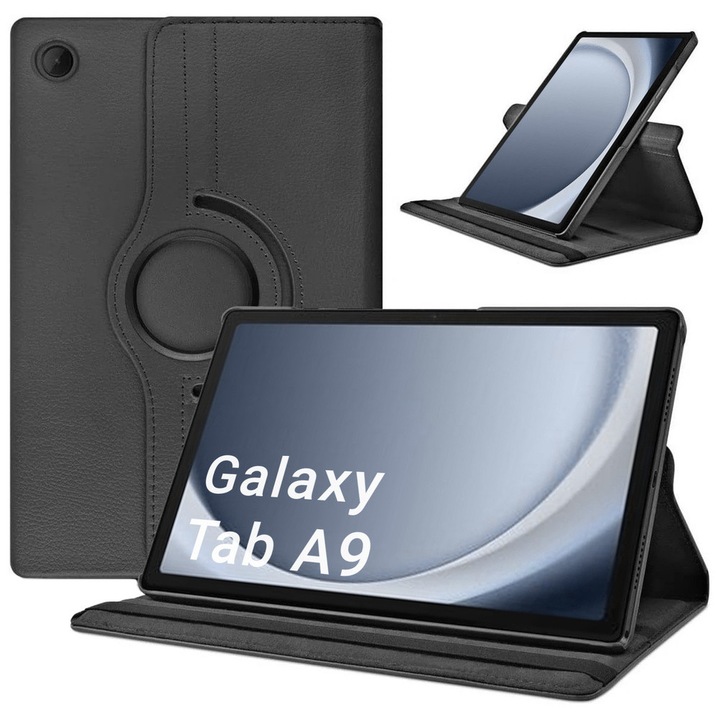 Etui Obrotowe 360 pentru Samsung Galaxy Tab A9 8.7, Negru