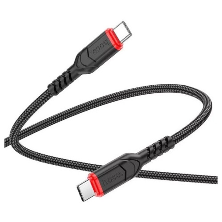 Cablu USB-C la USB-C HOCO X59, 3m, 60W, 3A, nylon, negru