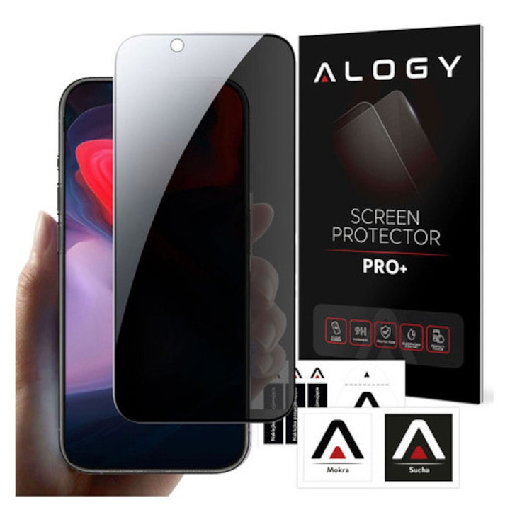 Alogy Privacy Glass AG Matt védőüveg Apple iPhone 16e / 13 Pro / 13 készülékhez, 9H, tükröződésmentes, méretek 68x143mm