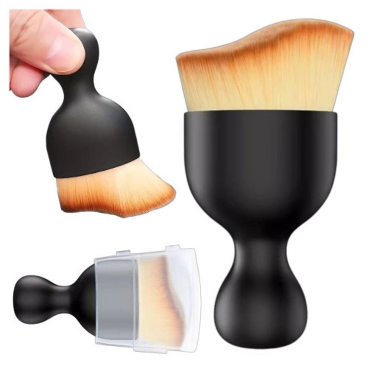 Perie de curatare auto Alogy cu capac, 5,5x10cm, material sintetic, utilizare versatila