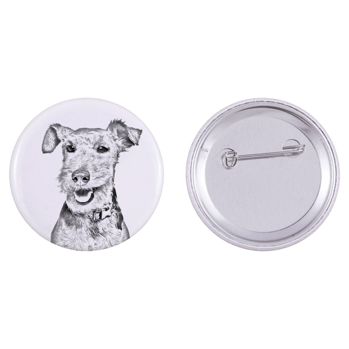 Insigna unisex, Art-Dog, model animal de companie, alb/argintiu