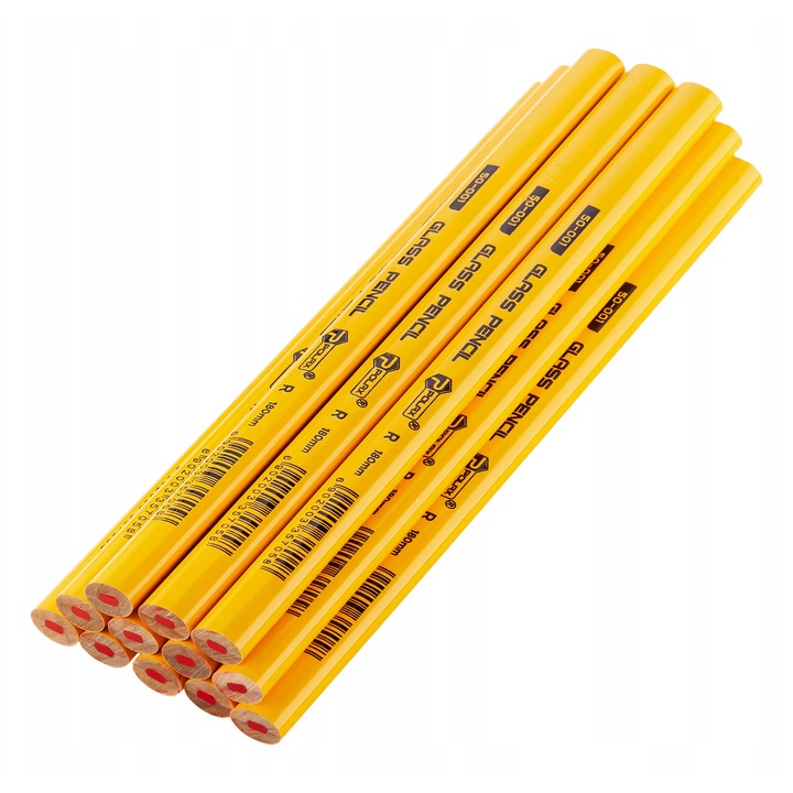 12 darabos üveg-/kerámia-/csempés ceruzakészlet, Polax, 180 mm, piros