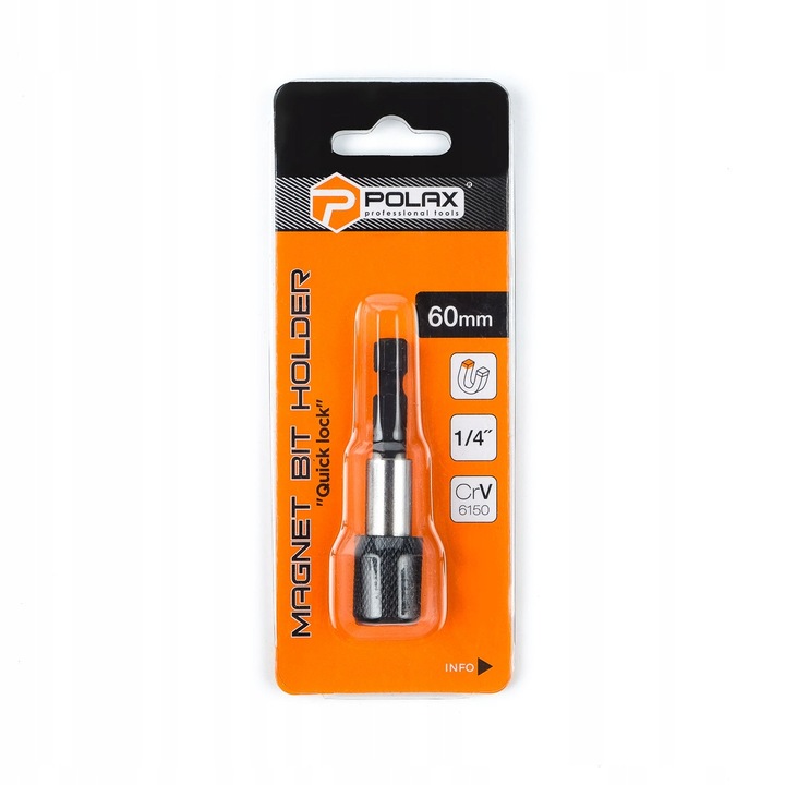 Adaptor magnetic Quick Lock 1/4" 60 mm, Polax, otel CrV, 1 buc.