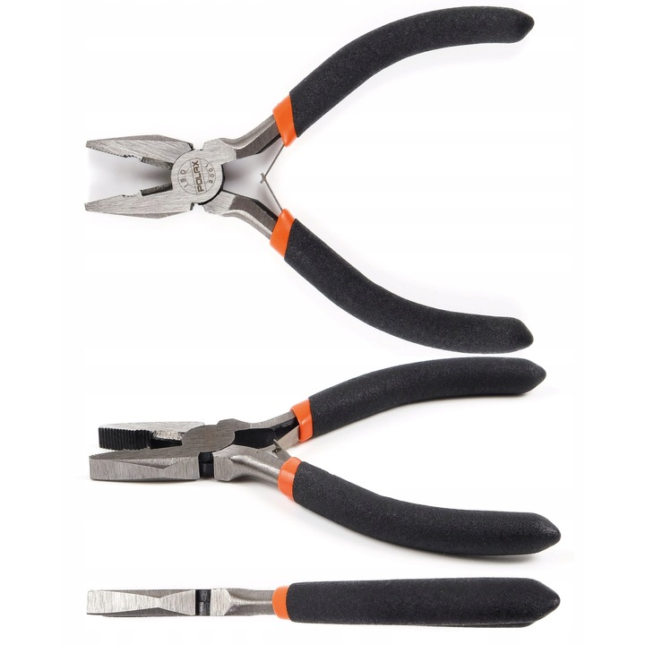 Мини универсални клещи 130 мм, Polax, удобни дръжки, гумирано покритие, 1x комплект клещи