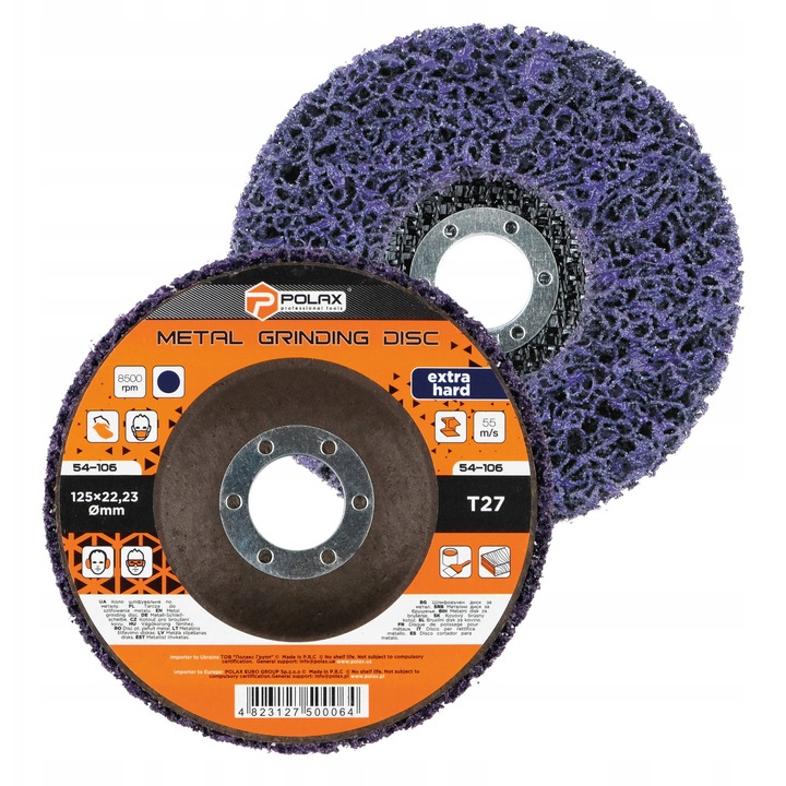 Polax T27 lila csiszolókorong 125x22,23mm készlet 1 db