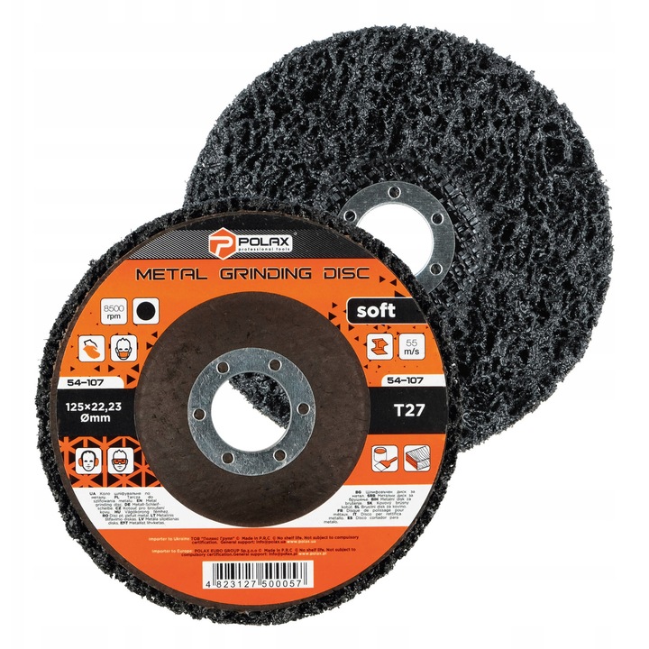 Polax T27 csiszolókorong, 125x22,23 mm, fekete, csiszoláshoz és polírozáshoz