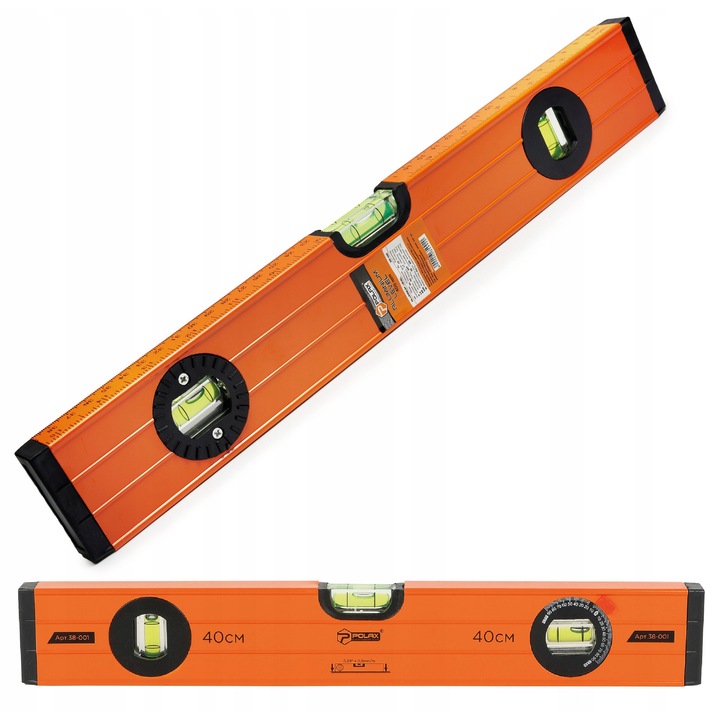 Alumínium vízmérték, 400 mm, 3 szint, ergonomikus fogantyúk