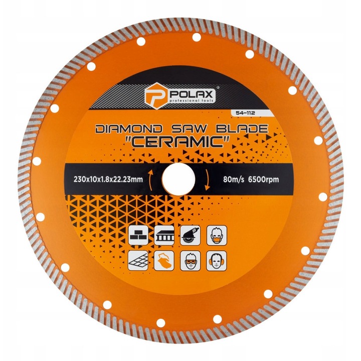 Polax gyémánttárcsa 230x10x1,8x22,23 mm kerámia és csempék vágásához
