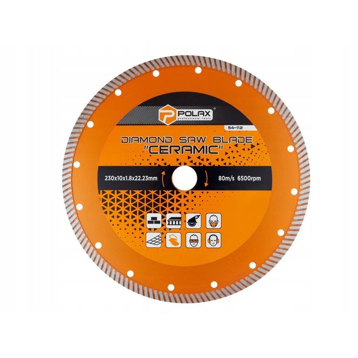 Disc diamantat Polax 230x10x1.8x22.23 mm pentru taierea ceramicii si gresiei