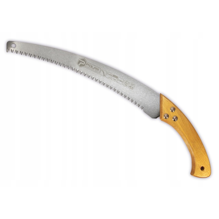 Polax kerti fűrész, 350 mm, ívelt penge, fa nyél, 222 g