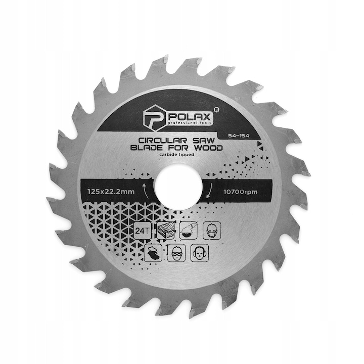 Körfűrészlap fához 125 mm, 24 fogú, átmeneti gyűrűvel, Polax