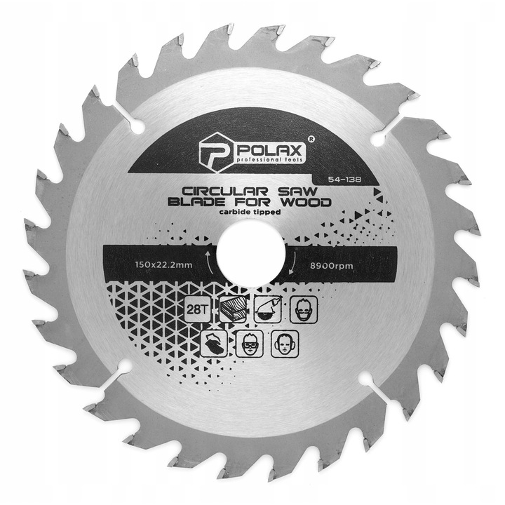Polax körfűrészlap 150x22,2/20mm 28 fogú fához