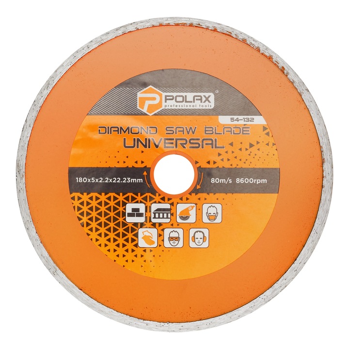 Polax Gyémánttárcsa 180 mm, 2,2 mm vastag, önélező, átvezető gyűrűvel