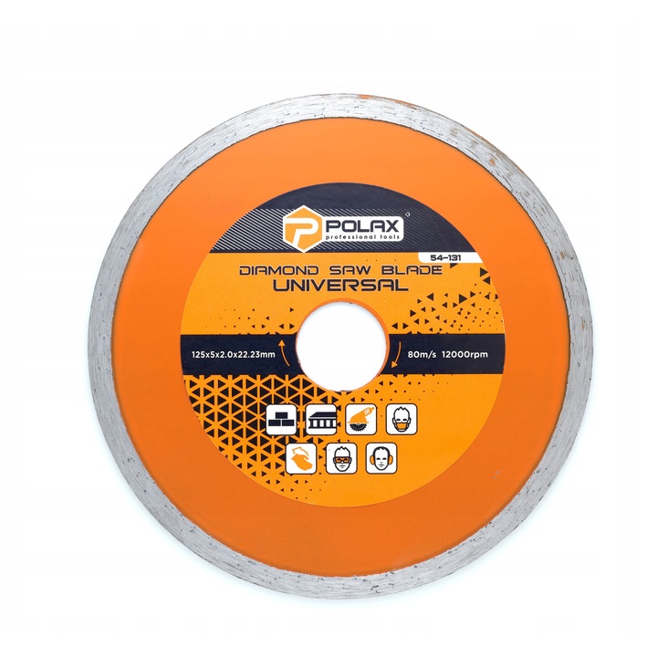 Disc diamantat pentru placi ceramice, Polax, Universal 125mm, 2.0mm grosime, Argintiu