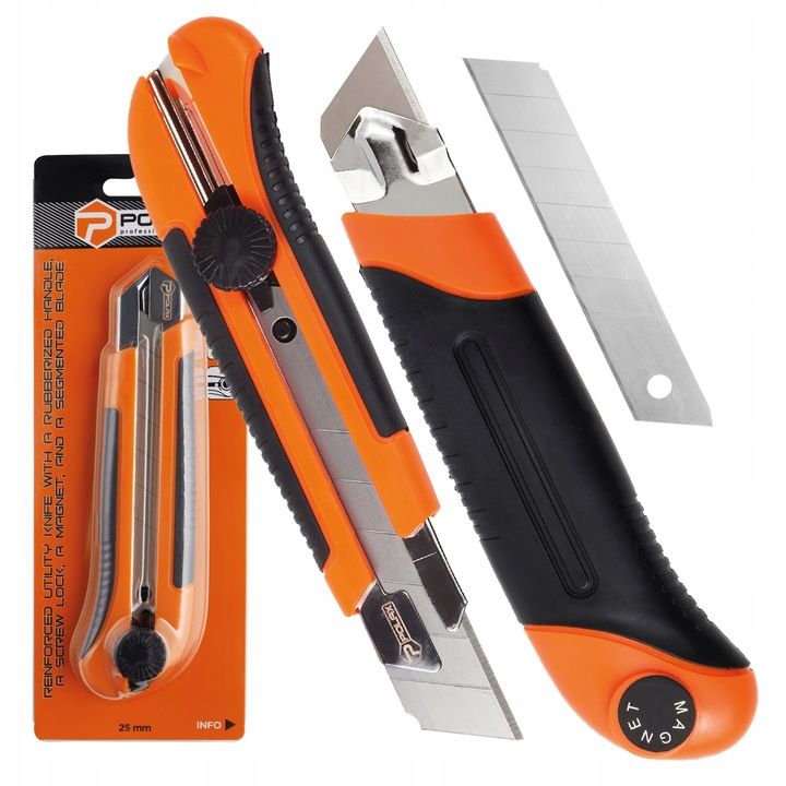 Építőipari vágó, Polax, 25 mm, gumírozott nyél, csavaros zár