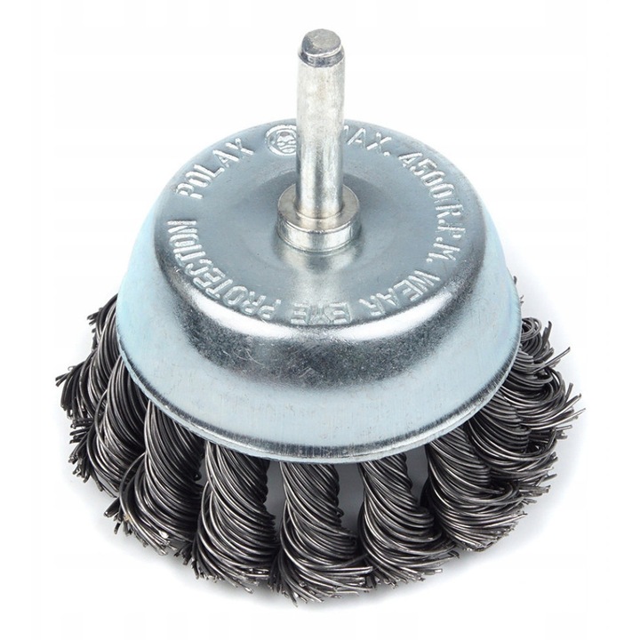 Elülső kefe tengellyel fúróhoz 75 mm, Polax, fonott drót, 1 db.