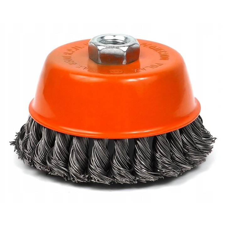 Polax első kefe 125 mm, M14, fonott drótból, fémek tisztításához