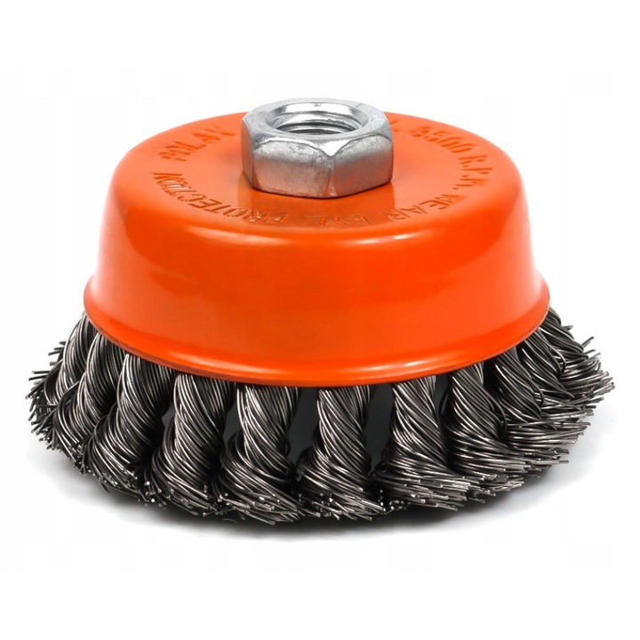 Polax első kefe 100 mm, M14, fonott drótból, fémek tisztításához