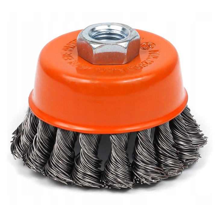 Polax első kefe 75 mm, M14, fonott drót, fémfelületek tisztításához, 1x kefe készlet