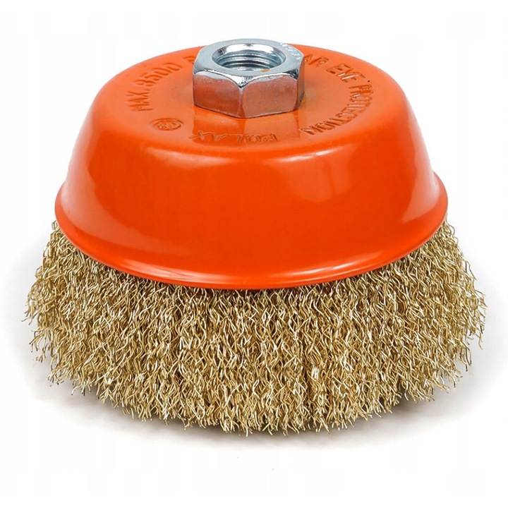 Polax első kefe 100 mm, M14, bordázott drótból, fémfelületek tisztításához