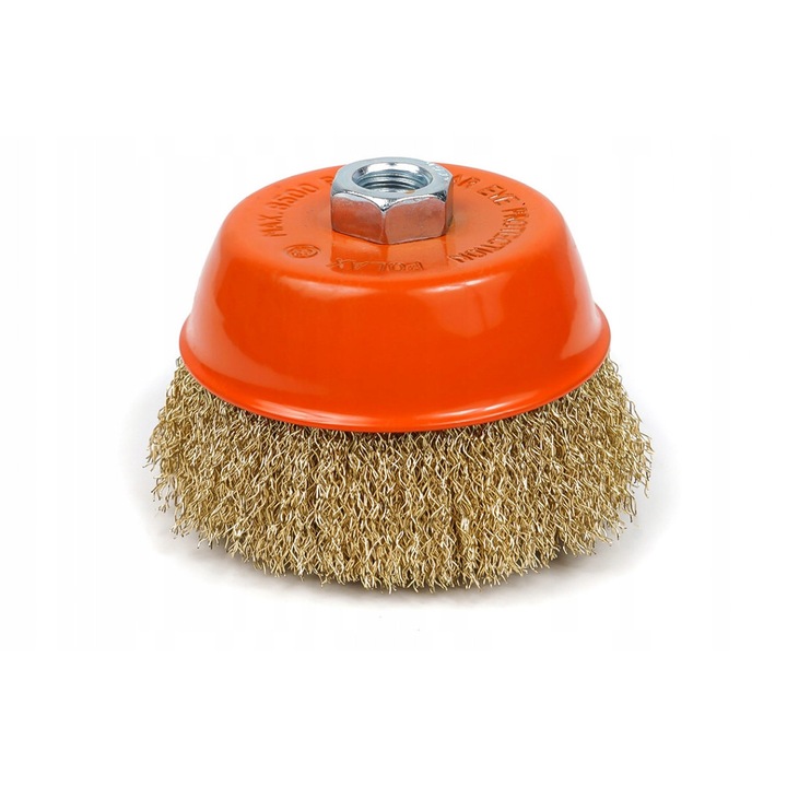 Perie frontala Polax 100 mm, M14, sarma ondulata, pentru curatarea suprafetelor metalice