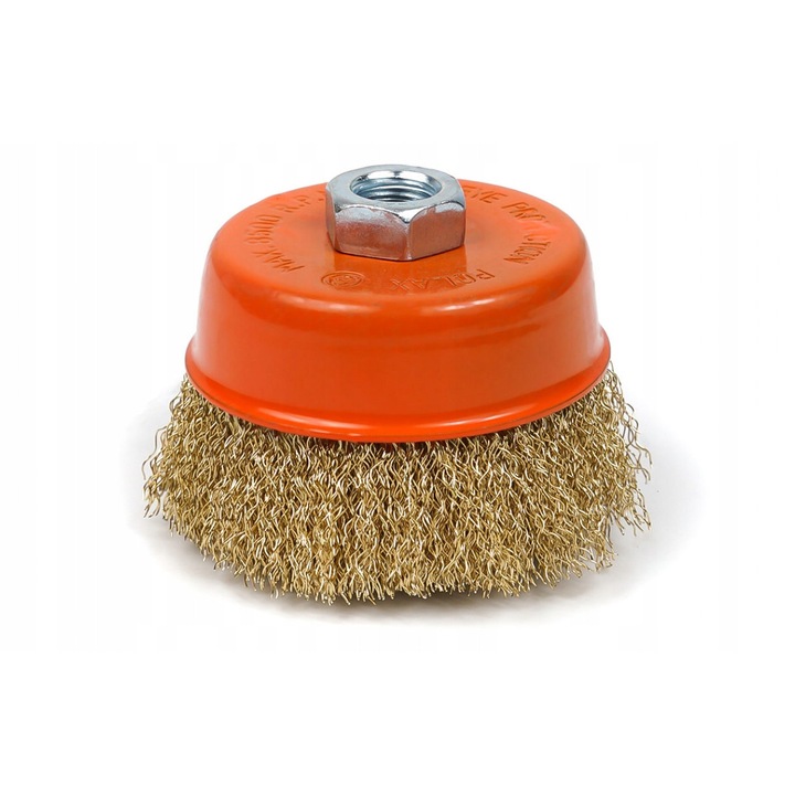 Perie frontala Polax 85 mm, M14, sarma ondulata, pentru curatarea suprafetelor metalice